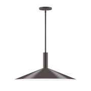 Bronze stem-hung pendant with round canopy and conical shade