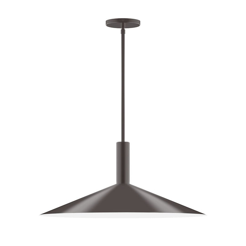 Bronze stem-hung pendant with round canopy and conical shade