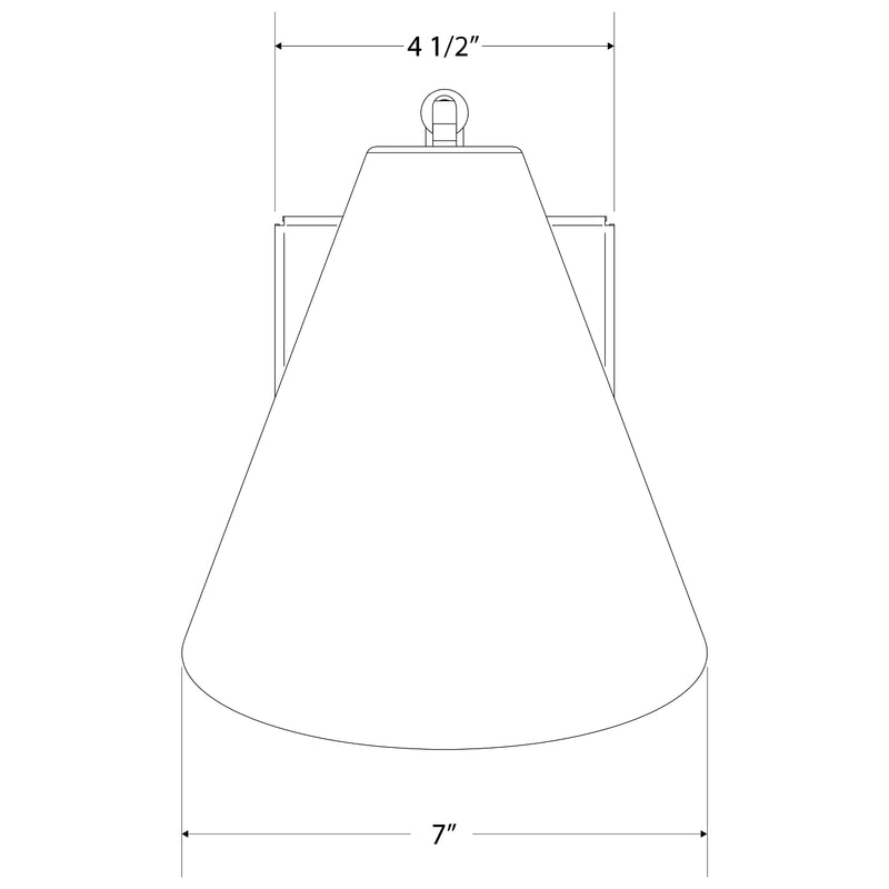 Wall swing arm LED light front view with cone shade and wall bracket