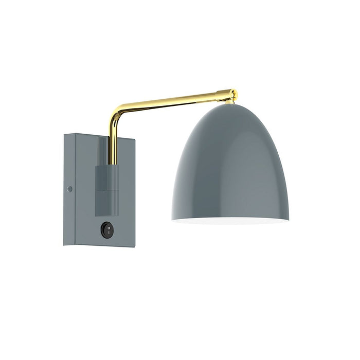 J-Series Jill Swing Arm Wall Light in Slate Gray with Brushed Brass Accents