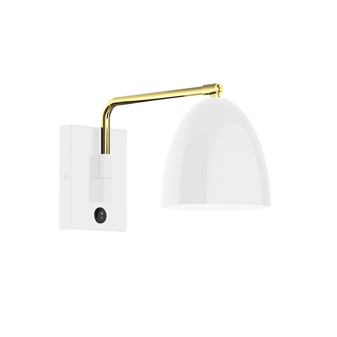 J-Series Jill Swing Arm Wall Light in White with Brushed Brass Accents ...