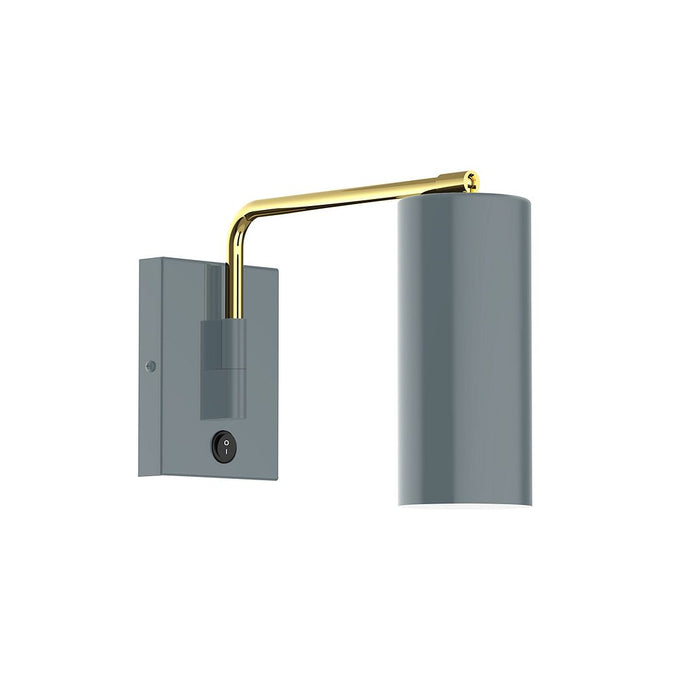 J-Series Jordan Swing Arm Wall Light in Slate Gray with Brushed Brass Accents