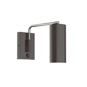 LED wall swing arm light in architectural bronze with brushed nickel accents