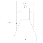 Black LED wall swing arm light size diagram, 6-inch wide flared shade