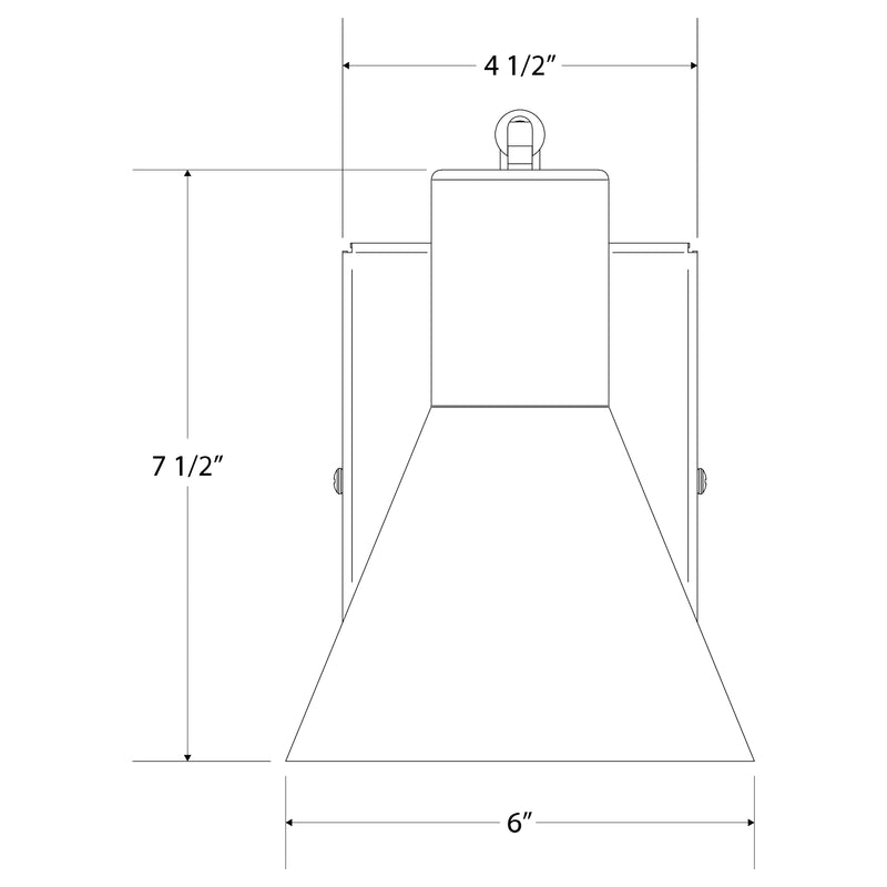 Wall swing arm light front view with white bell shade and brushed nickel mounting