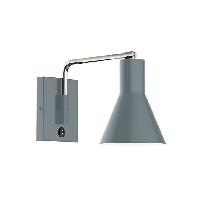 Axis Flare Swing Arm Wall Light in Slate Gray with Brushed Nickel Accents