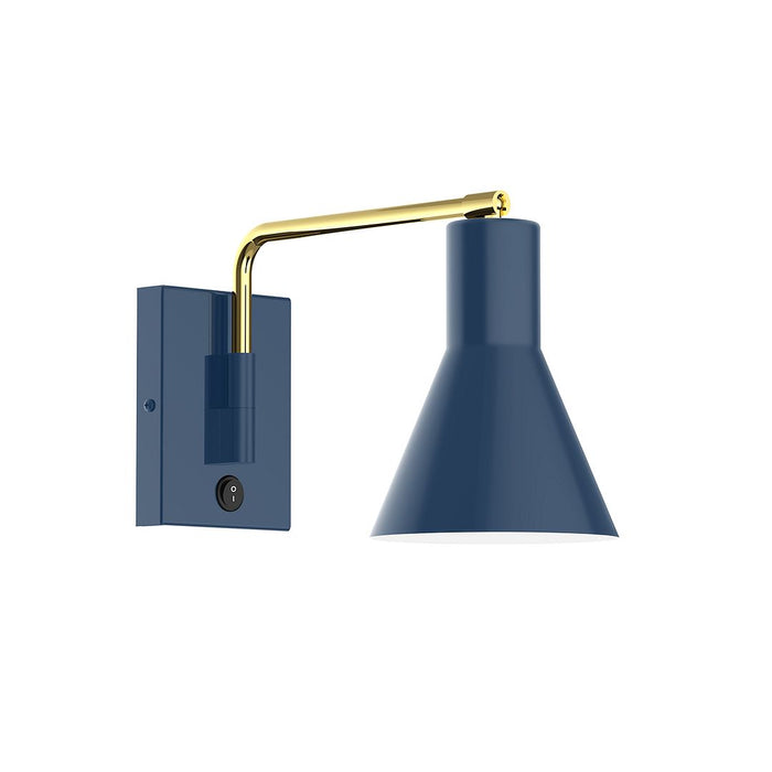 Axis Flare Swing Arm Wall Light in Navy with Brushed Brass Accents