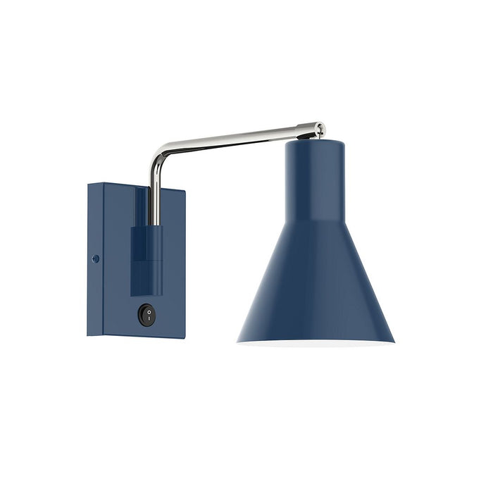 Axis Flare Swing Arm Wall Light in Navy with Brushed Nickel Accents