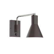 LED wall swing arm light with dark bronze shade and brushed nickel curved arm