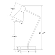 Flare table lamp dimension diagram showing shade, neck, and base measurements.