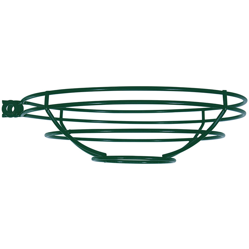 Forest green pendant light frame with open wire basket shade