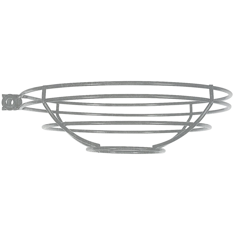 Painted galvanized pendant light underside with open wire guard