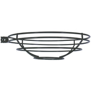 LED pendant light metal fixture cage in dark finish with circular frame