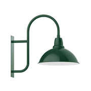 Forest green 18-inch wall-mount gooseneck lantern with curved dome shade