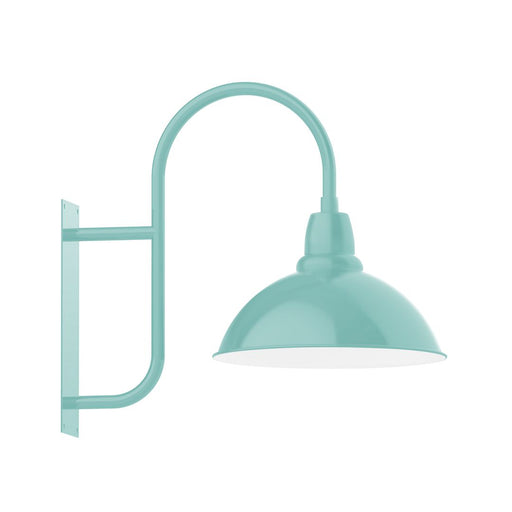 Sea green 18 in cafe wall mount light with arched gooseneck and dome shade