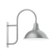 Cafe painted galvanized wall-mount lantern light with curved arm and dome shade, gray finish