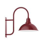 Barn Red cafe wall-mount light with arched gooseneck and dome shade