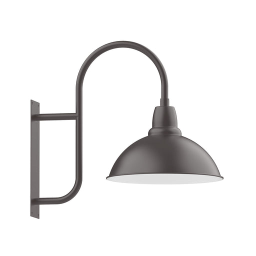 Bronze matte LED wall mount with curved arm and dome shade