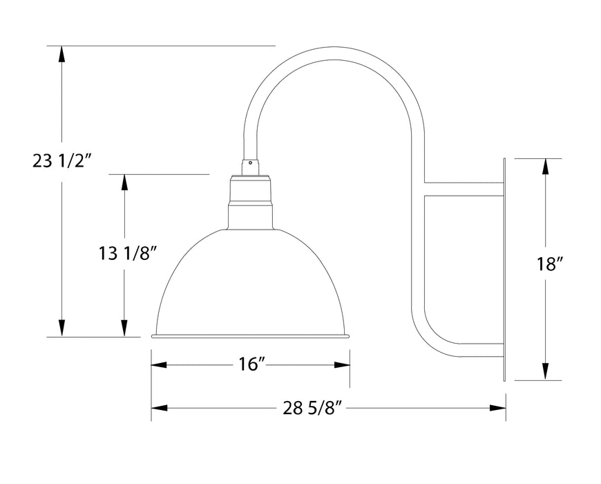 Deep Bowl 16" wall mount in Slate Gray Line Drawing