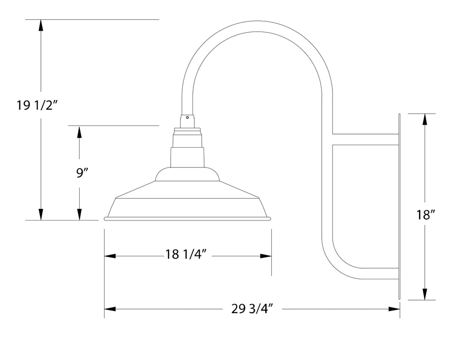 Warehouse 18" wall mount in Navy Line Drawing