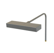 Satin silver LED picture light with rectangular bar and curved plug-in arm