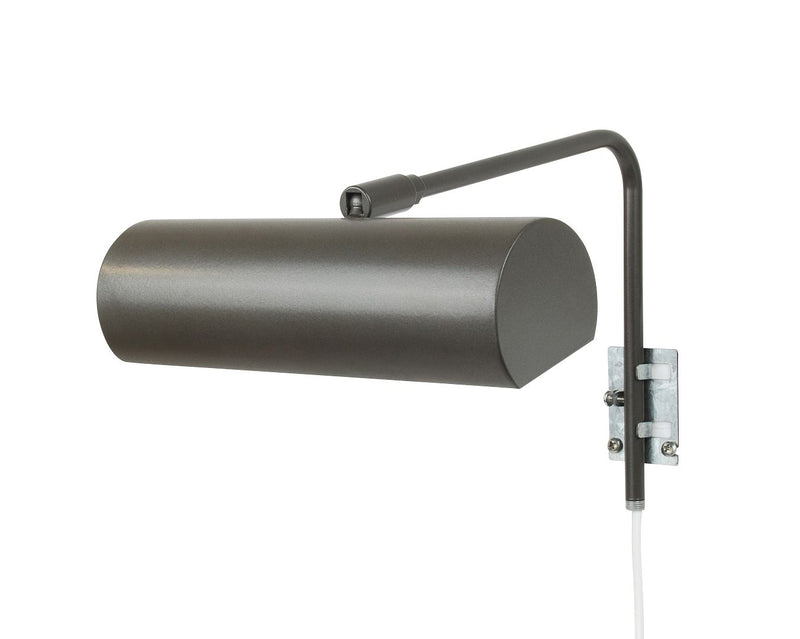 Bronze matte plug-in LED picture light with cylindrical shade and wall bracket