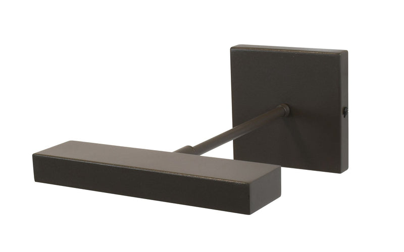 Bronze matte picture light with rectangular wall mount and extended bar arm