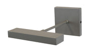 Satin silver rectangular picture light with direct wire LED, wall-mounted, angled arm