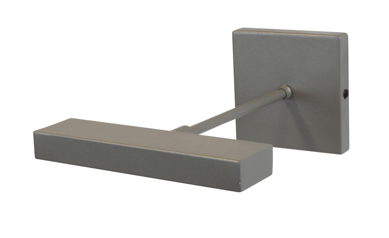 Satin silver rectangular picture light with direct wire LED, wall-mounted, angled arm