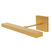 Matte gold LED picture light with rectangular wall mount and long bar