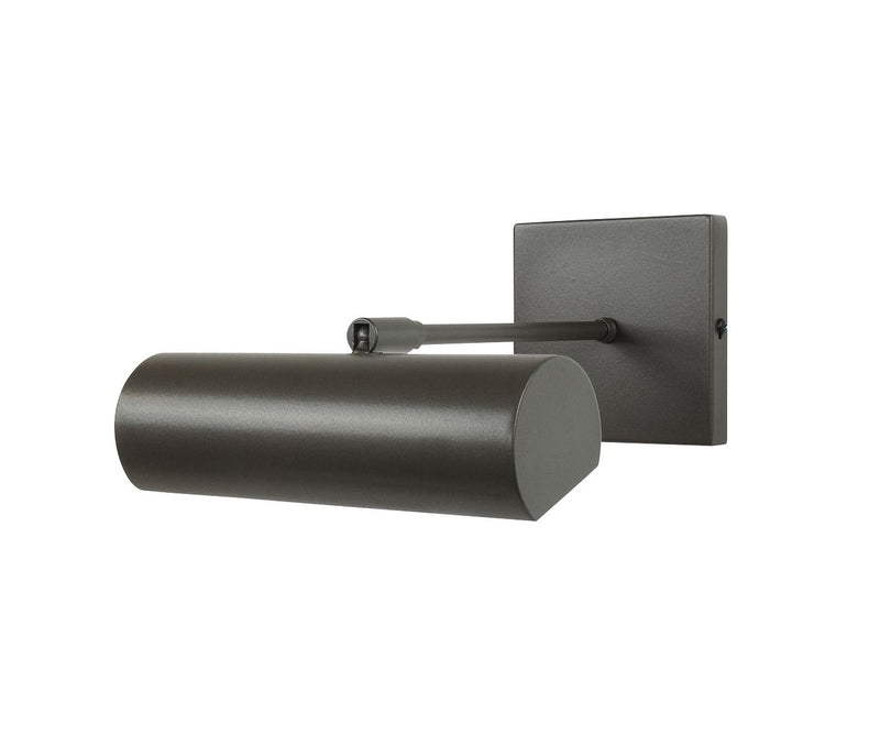 Bronze matte direct wire LED picture light with cylindrical shade and wall bracket