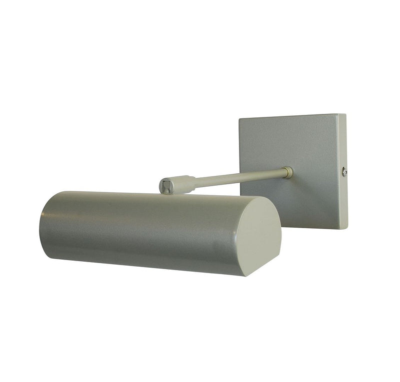 Satin silver direct wire LED picture light with cylinder head and square backplate
