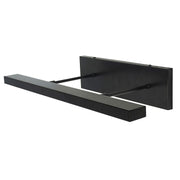 Black LED picture light with long bar and wall-mount backplate, direct wire.