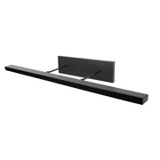 Black 36-inch direct-wire LED picture light with rectangular back plate and mounting arms