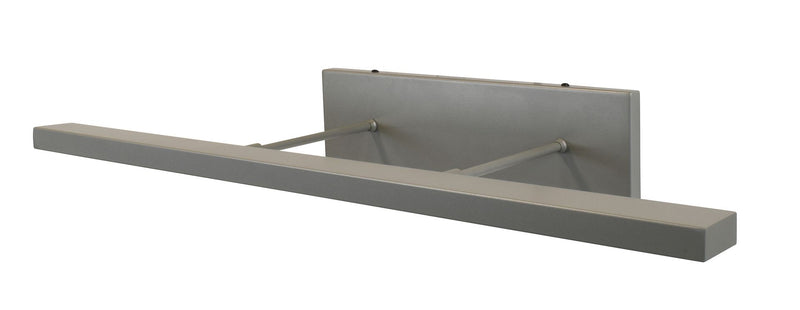 Satin silver direct-wire LED picture light with long bar and back mounting plate