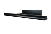 Black LED picture light bar with mounting plate, direct-wire design.